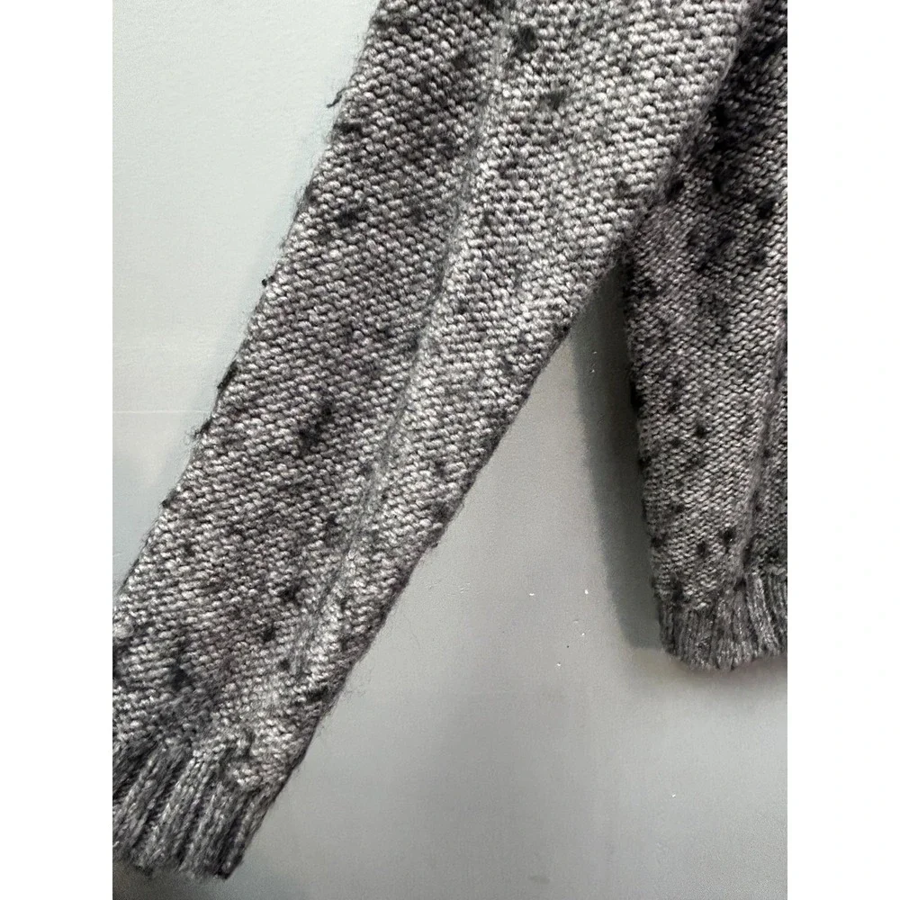 Wallace J. Crew Sweater Womens Large Gray Chunky Wool Blend Marled Knit